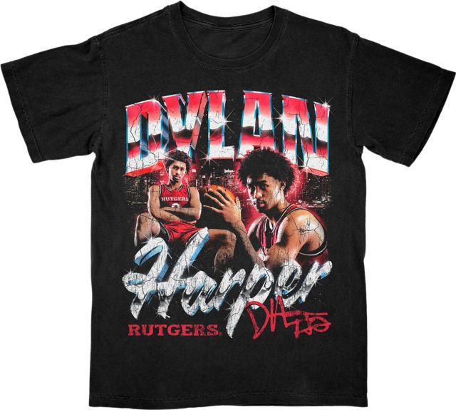 Rutgers Scarlet Knights Men's Basketball Short Sleeve T-Shirt DYLAN HARPER 90's RETRO