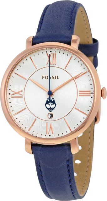 University of Connecticut Fossil Jacqueline Navy Leather Watch