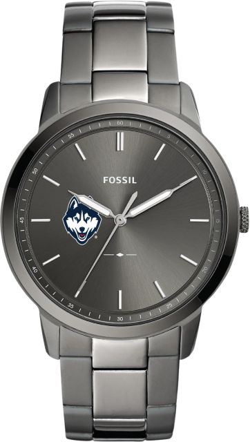 University of Connecticut Fossil The Minimalist Three-Hand Smoke Stainless Steel Watch