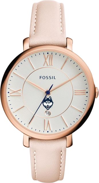 University of Connecticut Fossil Jacqueline Date Blush Leather Watch