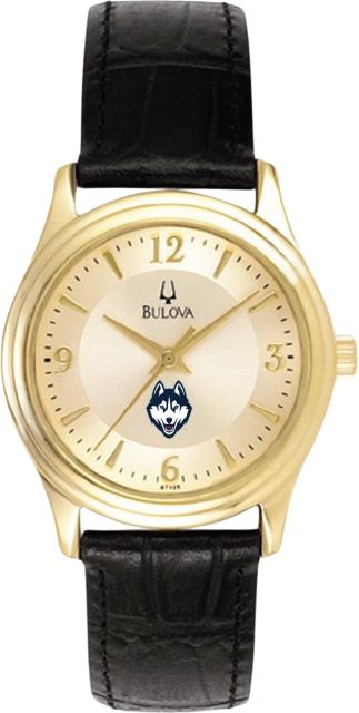 University of Connecticut Bulova Ladies' Gold and Leather Watch