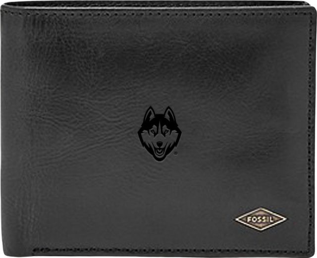 University of Connecticut Fossil Leather Ryan RFID Passcase - Black
