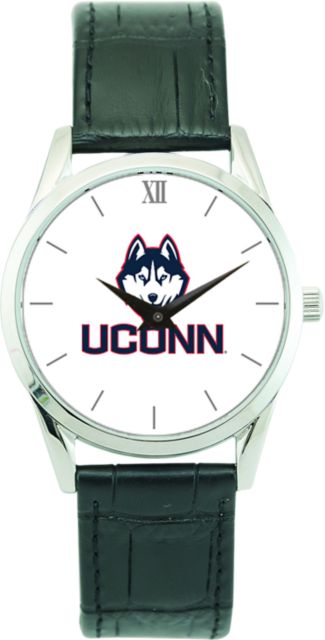 UConn Huskies CSI Men's Stainless Steel Wristwatch (Gift Boxed) Color Medallion Withhite Background