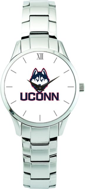 UConn Huskies CSI Men's Stainless Steel Wristwatch (Gift Boxed) Color Medallion Withhite Background