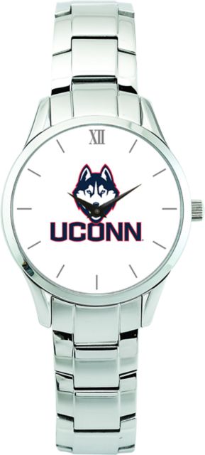 UConn Huskies CSI Women's Stainless Steel Wristwatch (Gift Boxed) With Color Medallion