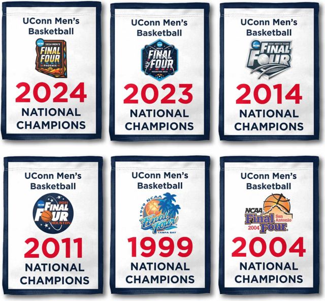 UConn Huskies Men's Basketball 2024 6 Time National Champions Mini Replica Banner (13"x18" each)
