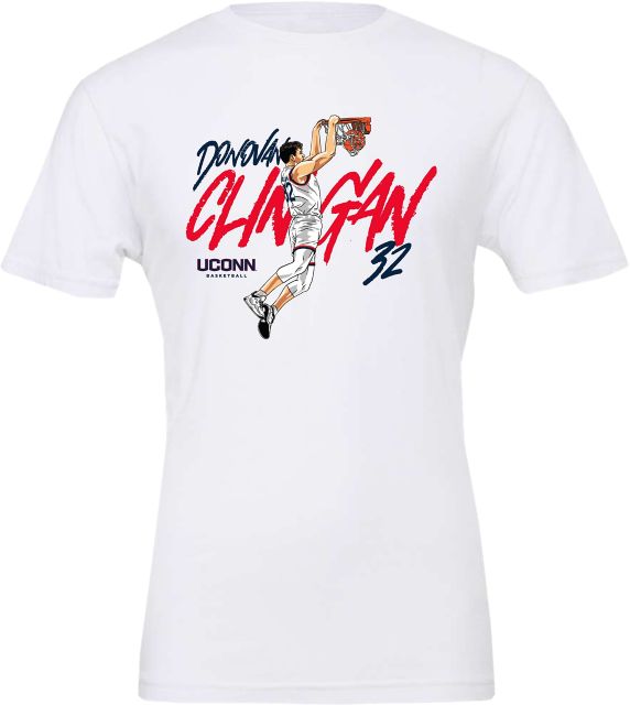 UConn Huskies #32 Clingan Men's Dunking Basketball Short Sleeve T-Shirt