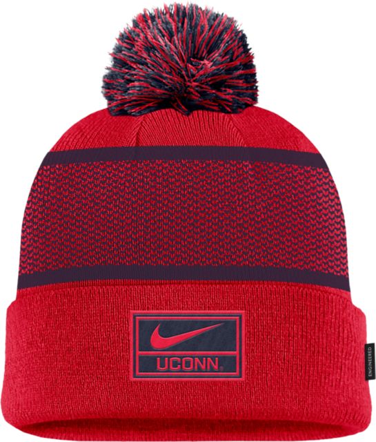 UConn Huskies Peak Cuff Pom Beanie
