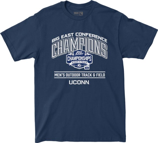 UConn Huskies Men's Outdoor Track & Field 2025 Big East Tournament Champions Short Sleeve T-Shirt