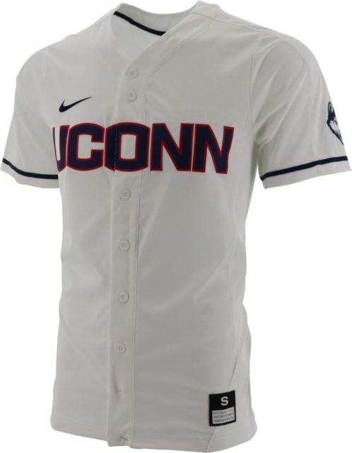 UConn Huskies Nike Replica Full Button Baseball Jersey White