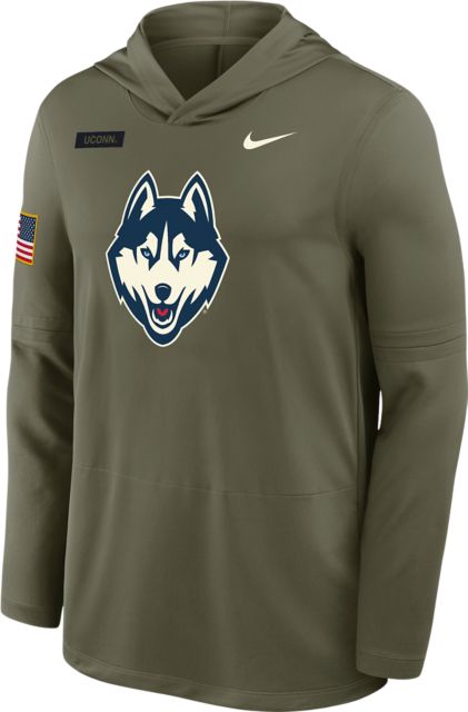 UConn Huskies Dri-Fit Military Hooded Long Sleeve Shirt