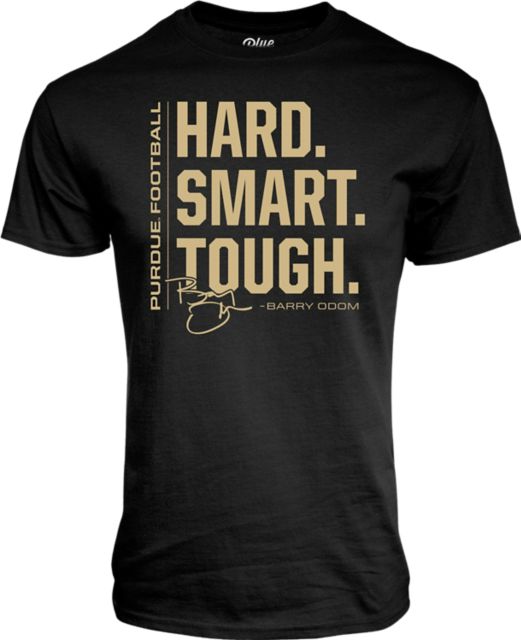 Purdue Boilermakers Football Hard. Smart. Tough. Barry Odom Short Sleeve T-Shirt