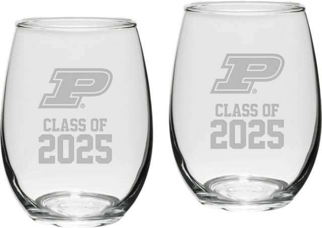 Purdue Boilermakers Class of 2025 Set of 2 - 21 oz Stemless Wine Glass - ONLINE ONLY