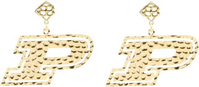 Purdue Boilermakers Gold Motion P Logo Earrings