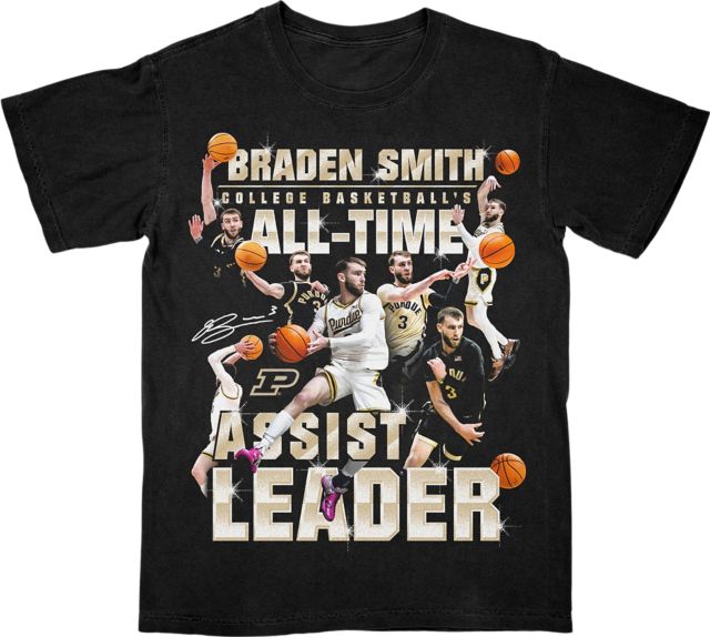 Purdue Boilermakers Men's Basketball Braden Smith Assist Record Short Sleeve T-Shirt