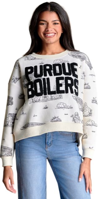 Purdue Boilermakers Women's Team Toile Crewneck Sweatshirt
