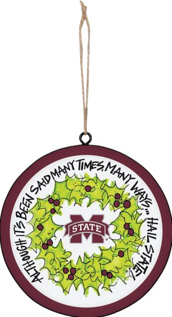 Mississippi State Bulldogs Metal Wreath Ornament