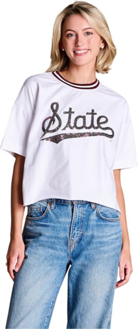 Mississippi State Bulldogs Women's Sequin Short Sleeve T-Shirt