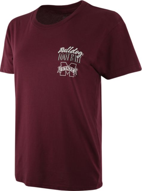 Mississippi State Bulldogs Pattern Football Script Soft Washed Short Sleeve T-Shirt