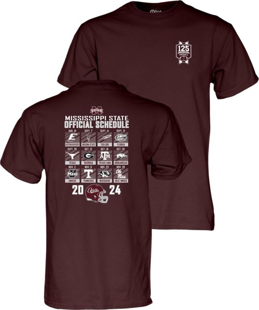 Mississippi State Bulldogs Football 2024 Schedule Short Sleeve T-Shirt