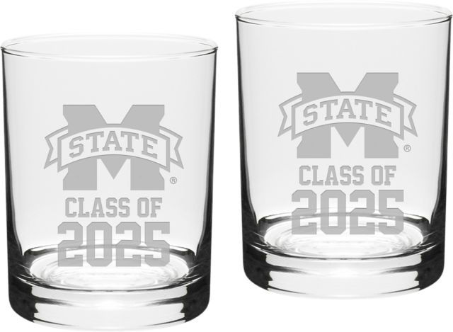 Mississippi State Bulldogs Class of 2025 Set of 2 - 14 oz Glass - ONLINE ONLY