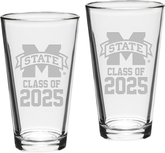 Mississippi State Bulldogs Class of 2025 Set of 2 - 16 oz Glass - ONLINE ONLY