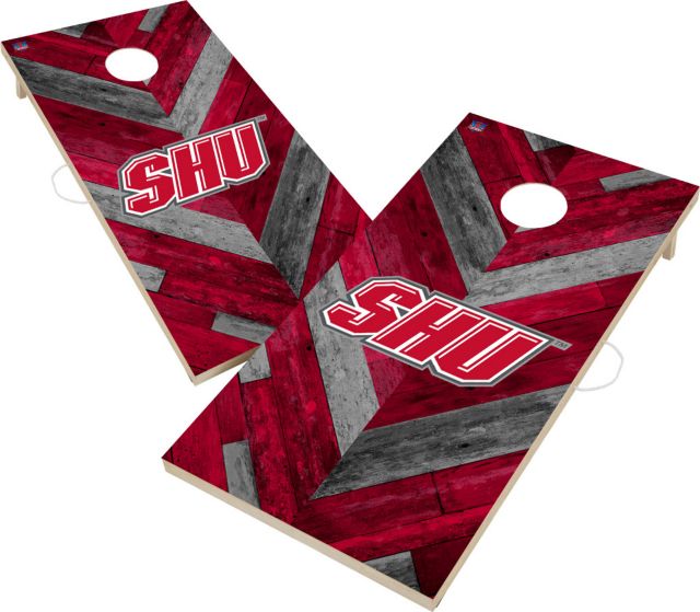 Sacred Heart University SHU Pioneers Regulation Cornhole Game Set Onyx  Stained Stripe Version - ONLINE ONLY: Sacred Heart University