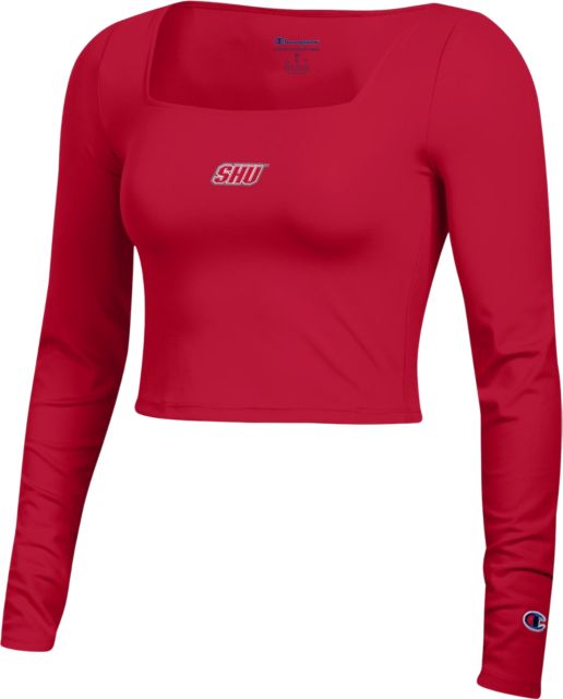 Sacred Heart University Women's Square Neck Cropped Long Sleeve T-Shirt