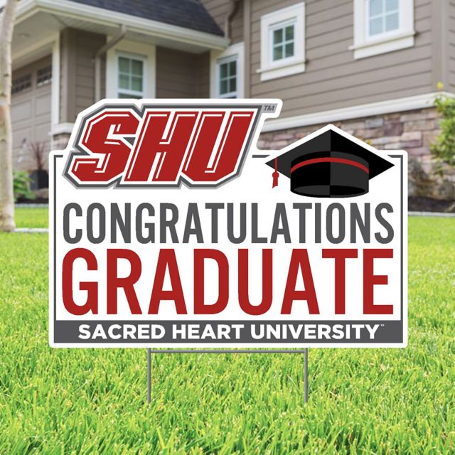 Sacred Heart University Grad Lawn Sign with Stakes