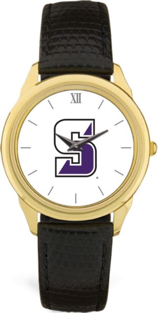 CSI Men's Black Leather  Wristwatch  (Gift Boxed) With Colored Medallion - ONLINE ONLY