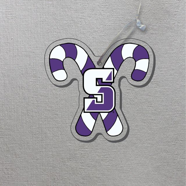 University of Scranton Candy Cane 3" x 4" Etched Ornament