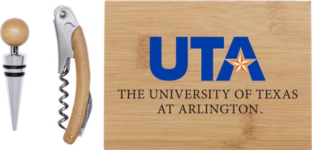 University of Texas at Arlington Bamboo Wine Tool Set