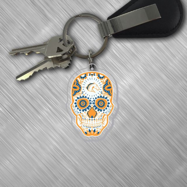 University of Texas at Arlington Lasercut Sugar Skull Keychain