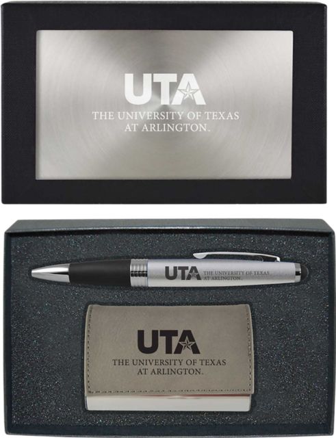 University of Texas at Arlington Business Card Holder And Pen Set