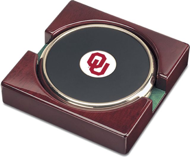 CSI Set Of 2 Gold  Round Coaster Gift Boxed With Colored Medallion - ONLINE ONLY