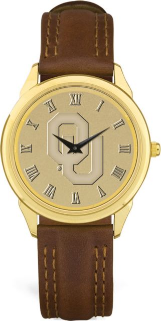 Men's Gold Wristwatch with Brown Leather Band - ONLINE ONLY