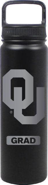 24 oz Matte Black Stainless Steel Water Bottle Grad