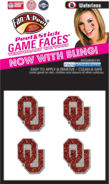 University of Oklahoma 4-Pack Waterless Glitter Tattoo