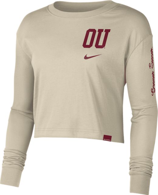 トップス OU University of Oklahoma Sooners Women's JV Long Sleeve Crop Tee