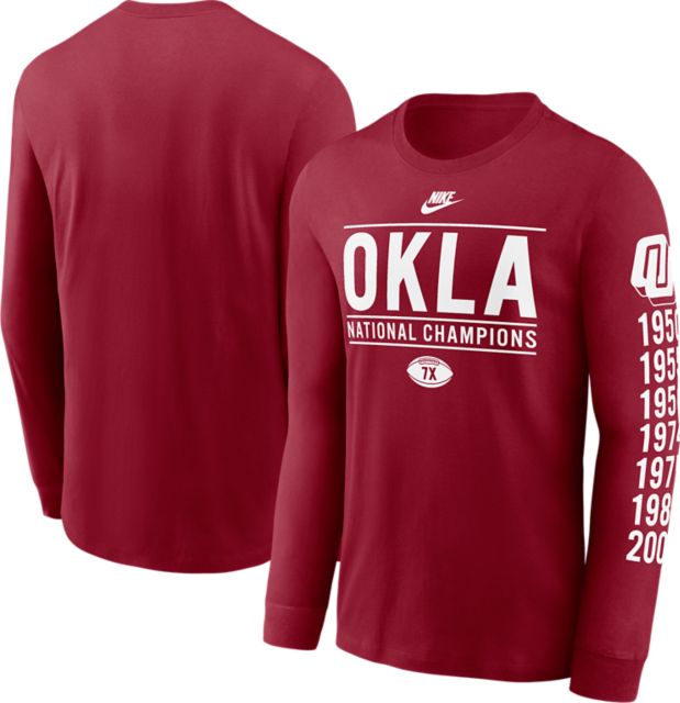 University of Oklahoma Sooners Football 7X National Champions Long Sleeve T-Shirt