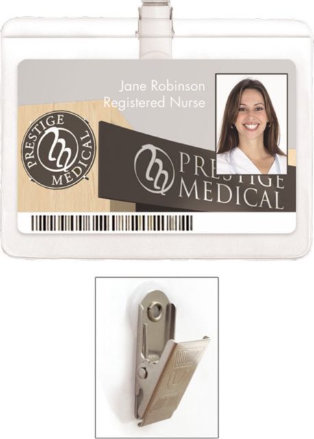 CLEAR ID HOLDER WITH BULLDOG CLIP-POLY BAG