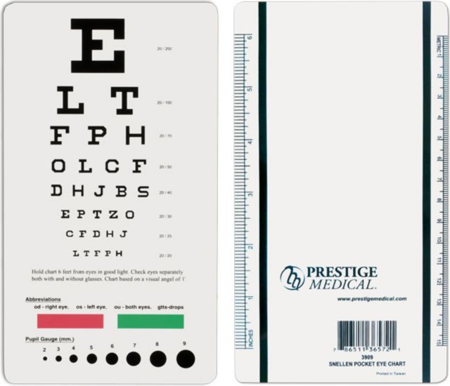 Snellen Visual Acuity Eye Chart for 10 Feet Distance