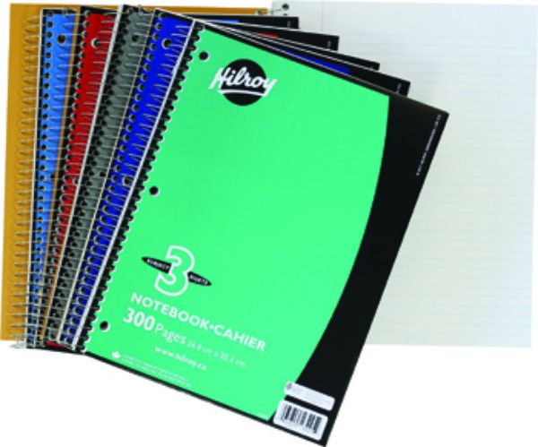 CAHIER À SPIRALE 3&nbsp;SUJETS, 300&nbsp;PAGES