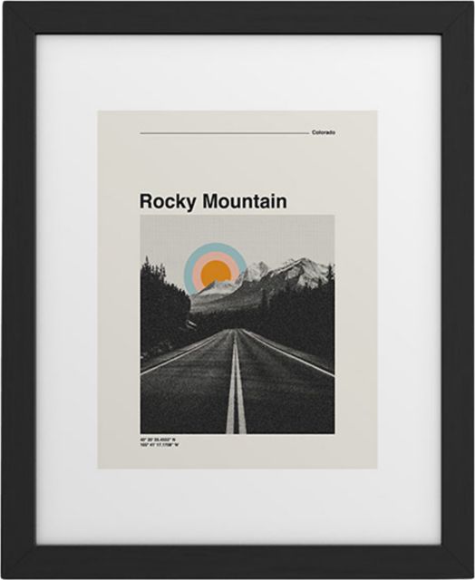 Rocky Mountain Travel Poster by Cocoon Design Framed Art Print Modern Black