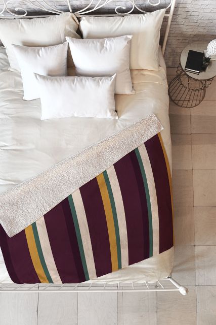 Retro Stripes XII by Colour Poems Fleece Throw Blanket Medium 60" x 50"