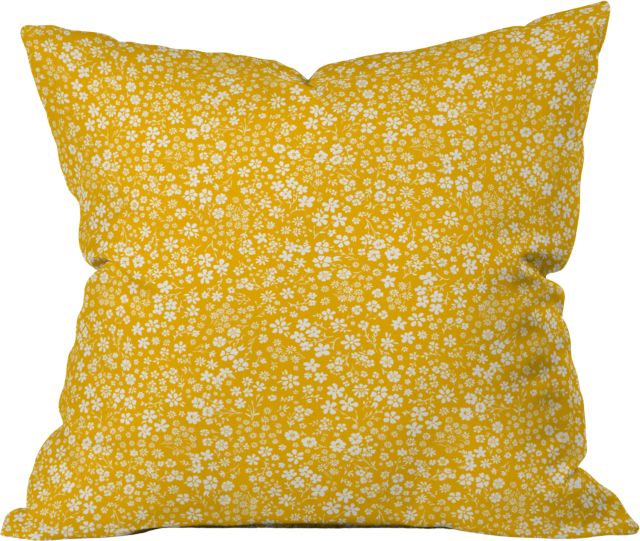 Agatha Floral Yellow by Schatzi Brown Indoor Throw Pillow 18" x 18"