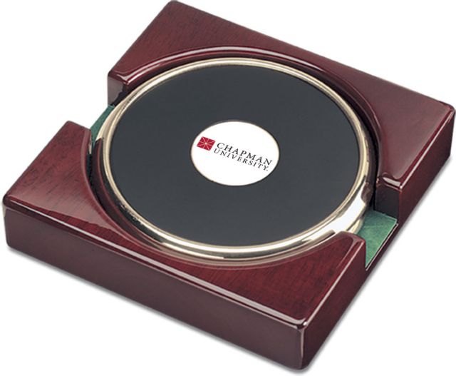 CSI Set Of 2 Gold  Round Coaster Gift Boxed With Colored Medallion - ONLINE ONLY