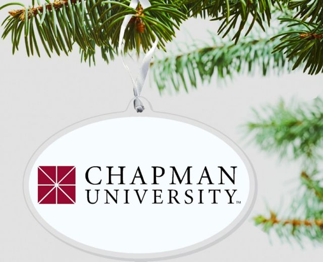 Chapman University Candy Cane 3" x 4" Etched Ornament