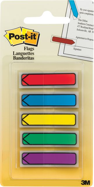 Languettes fléchées Post-itMD, couleurs assorties, 1,3&nbsp;cm, distributeur de 100&nbsp;languettes