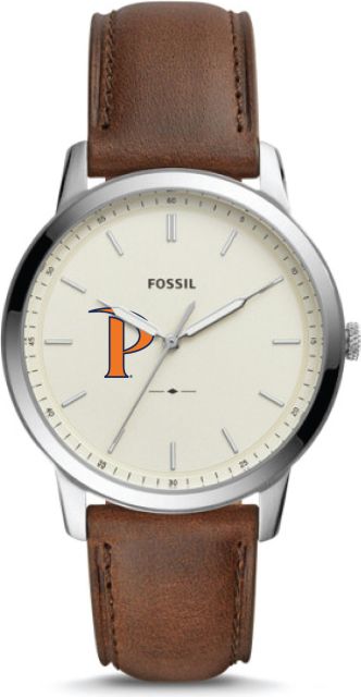 Fossil minimalist three hand striped tan leather 2025